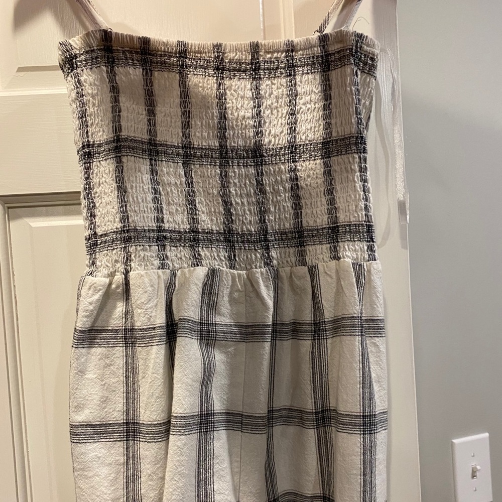 Black and white gingham romper